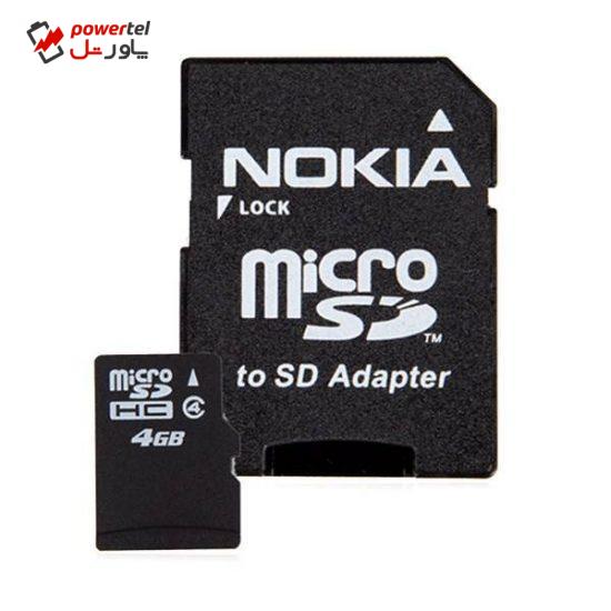 کارت حافظه microSDHC نوکیا مدل MU-41 کلاس 4 به همراه آداپتور SD ظرفیت 4 گیگابایت