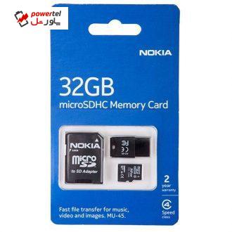 کارت حافظه microSDHC نوکیا مدل MU-45 کلاس 4 به همراه آداپتور SD ظرفیت 32 گیگابایت