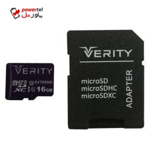 کارت حافظه microSDHC وریتی مدل Extreme کلاس 10 استاندارد UHS-I U3 سرعت 80MBps ظرفیت 16 گیگابایت همراه با آداپتور SD