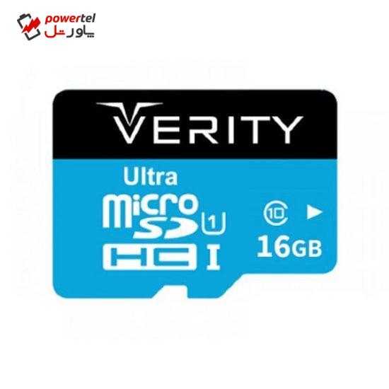کارت حافظه microSDHC وریتی مدل کلاس 10 استاندارد U1 سرعت 65MBps ظرفیت 16 گیگابایت