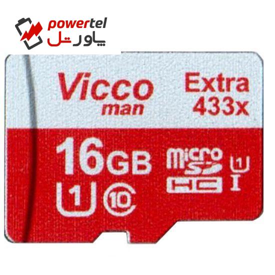 کارت حافظه microSDHC ویکومن مدل Extra 433X کلاس 10 استاندارد UHS-I U1 سرعت 65MBps ظرفیت 16 گیگابایت