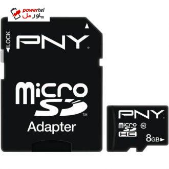 کارت حافظه microSDHC پی ان وای مدل Professional کلاس 10 استاندارد UHS-I سرعت 30MBps ظرفیت 8 گیگابایت به همراه آداپتور SD