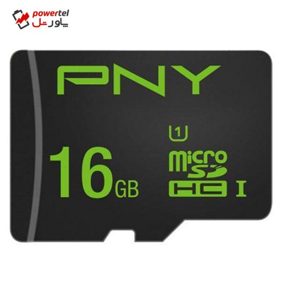 کارت حافظه microSDHC پی ان وای مدل U1 کلاس 10 استاندارد UHS-I سرعت 80MBps ظرفیت 16 گیگابایت به همراه آداپتور SD