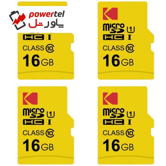 کارت حافظه microSDHC کداک مدل Premium Performance کلاس 10 استاندارد UHS-I U1 سرعت 85MBps ظرفیت 16 گیگابایت بسته 4 عددی