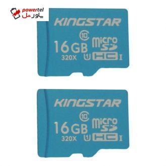 کارت حافظه microSDHC کینگ استار مدل X533 کلاس 10 استاندارد  UHS-I U1 سرعت 85MBps  ظرفیت 16 گیگابایت بسته دو عددی