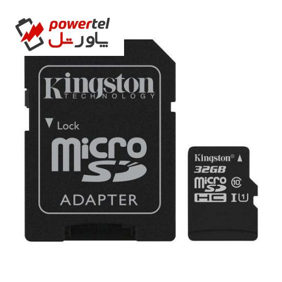 کارت حافظه microSDHC کینگستون مدل Canvas Select کلاس 10 استاندارد UHS-I U1 سرعت 80MBps ظرفیت 32 گیگابایت به همراه آداپتور SD