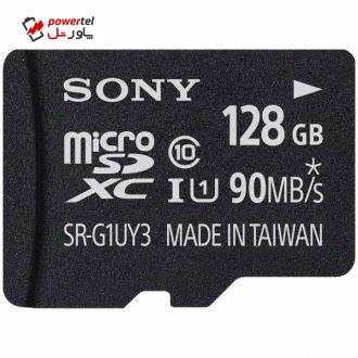 کارت حافظه microSDXC سونی مدل SR-G1UY3A کلاس 10 استاندارد UHS-I U1 سرعت 90MBps ظرفیت 128 گیگابایت همراه با آداپتور SD