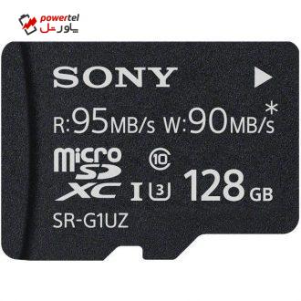 کارت حافظه microSDXC سونی مدل SR-G1UZA/T کلاس 10 استاندارد UHS-I U1 سرعت 90MBps ظرفیت 128 گیگابایت همراه با آداپتور SD