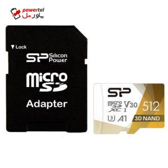 کارت حافظه microSDXC سیلیکون پاور مدل Superior pro کلاس 10 استاندارد  UHS-I U3 سرعت 100MBps ظرفیت 512 گیگابایت به همراه آداپتور SD