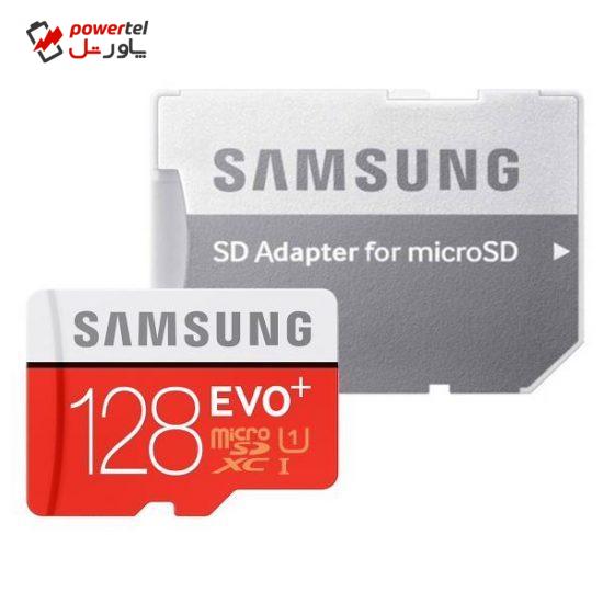 کارت حافظه microSDXC مدل Evo Plus کلاس 10 استاندارد UHS-I U1 سرعت 80MBps ظرفیت 128 گیگابایت به همراه آداپتور SD