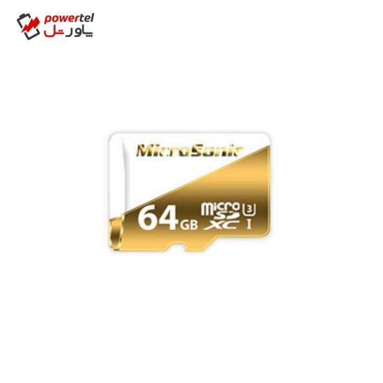 کارت حافظه microSDXC میکروسونیک مدل NC2010 کلاس 10 استاندارد UHS-I U3 سرعت 80MBps ظرفیت 64گیگابایت