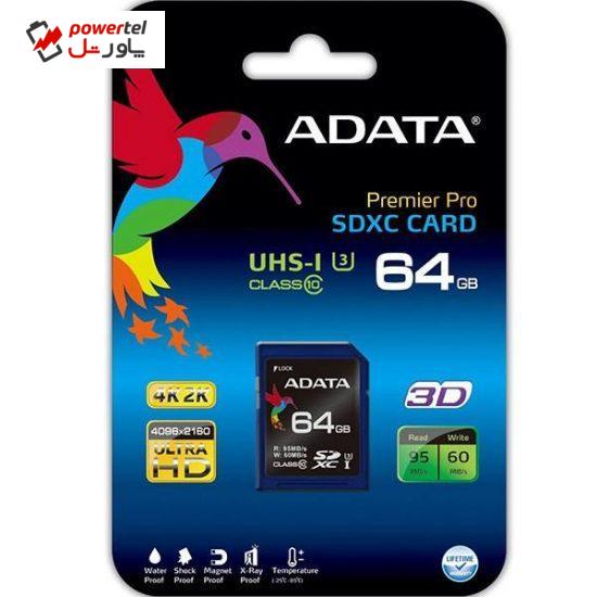 کارت حافظه اس دی Premier Pro SDXC UHS-I U3 Class 10 64GB