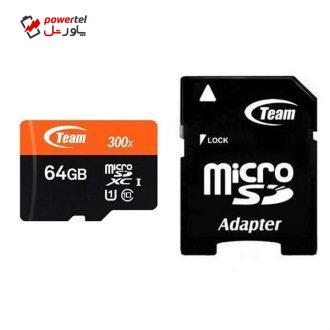 کارت حافظه تیم گروپ 64GB microSDXC UHS-I U1 Class 10 With Adapter