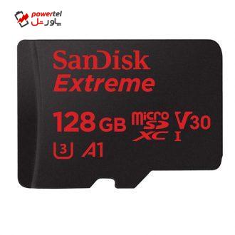 کارت حافظه سندیسک مدل Extreme microSD UHS-I Card کلاس 10 سرعت 98MBps ظرفیت 128 گیگابایت به همراه آداپتور SD