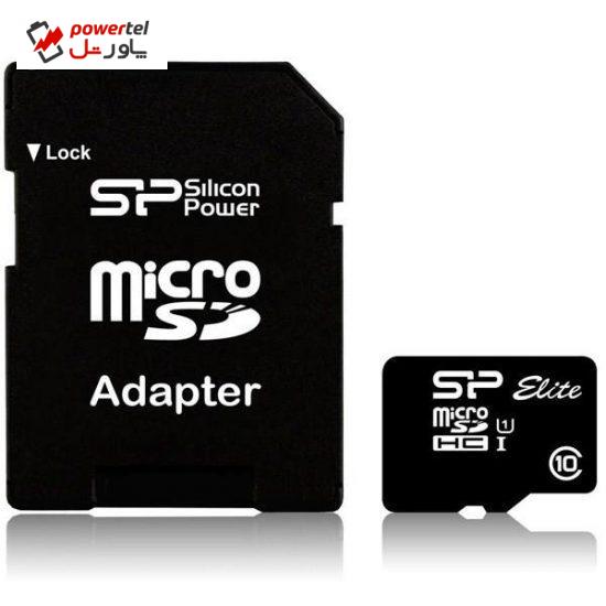 کارت حافظه سیلیکون پاور مدل Elite کلاس 10 استاندارد UHS-I U1 سرعت40MB/s همراه با آداپتور تبدیل - 64GB
