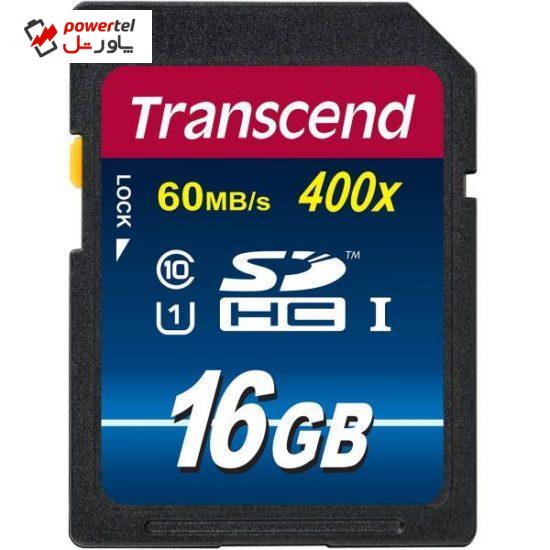 کارت حافظه‌ SDHC ترنسند مدل Premium کلاس 10 استاندارد UHS-I U1 سرعت 60MBps 400X ظرفیت 16 گیگابایت