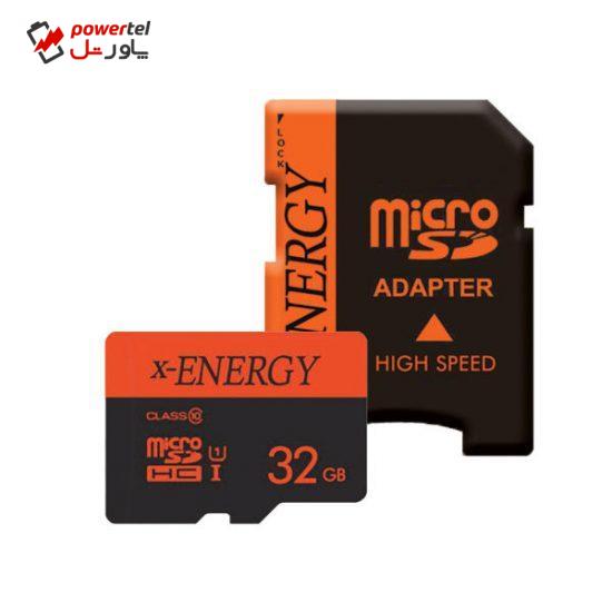 کارت حافظه‌ microSDHC ایکس-انرژی مدل IPM کلاس 10 استاندارد U1 سرعت 80MBps ظرفیت 32 گیگابایت همراه با آداپتور SD