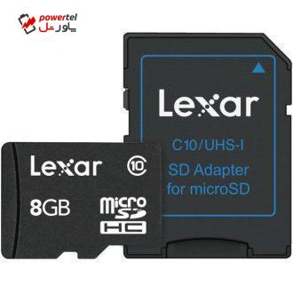 کارت حافظه‌ microSDHC لکسار مدل Mobile کلاس 10 به همراه آداپتور SD ظرفیت 8 گیگابایت