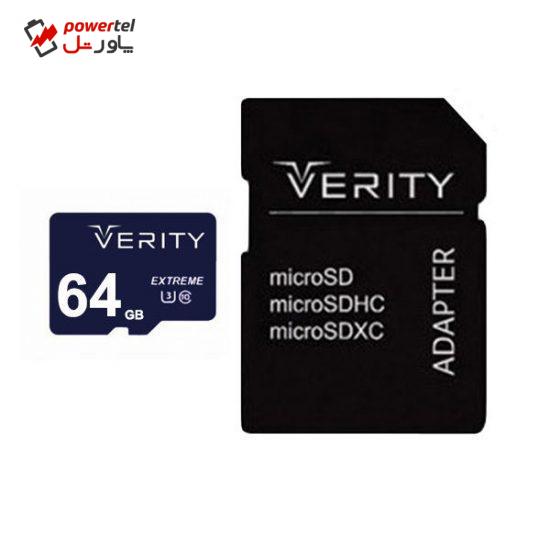کارت حافظه‌ microSDHC ورتی مدل 533X کلاس 10 استاندارد UHS-I U1 سرعت 80MBps ظرفیت 64 گیگابایت به همراه آداپتور SD