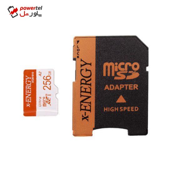 کارت حافظه‌ microSDXC اکس-انرژی مدل IP22 کلاس 10 استاندارد UHS-I U1 سرعت 80MBps ظرفیت 256 گیگابایت به همراه آداپتور SD