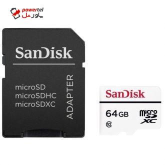 کارت حافظه‌ microSDXC سن دیسک کلاس 10 استاندارد UHS-I U1 سرعت 20MBps ظرفیت 64 گیگابایت به همراه آداپتور SD