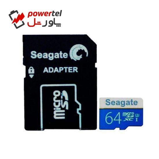 کارت حافظه‌ microSDXC سیگیت مدل HTT کلاس 10 استاندارد UHS-I U3 سرعت 100MBps ظرفیت 32 گیگابایت به همراه آداپتور SD