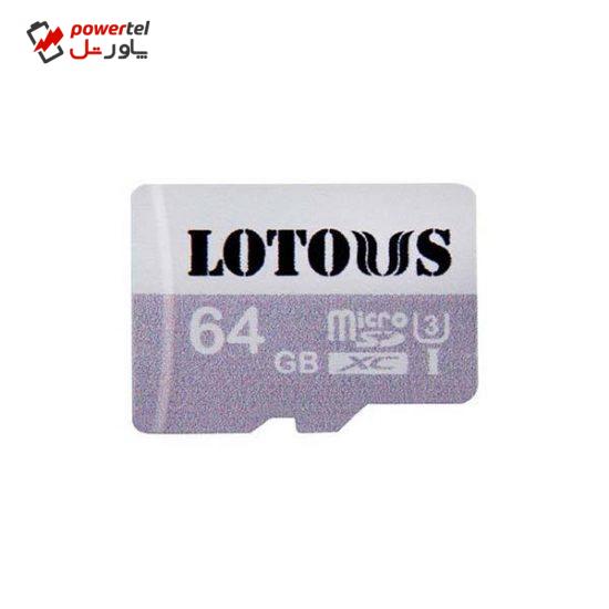 کارت حافظه‌ microSDXC لوتوس مدل 600X کلاس 10 استاندارد UHS-I U3 سرعت 90MBps ظرفیت 64 گیگابایت