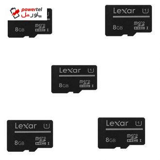 کارت حافظه‌ microSDXC لکسار  کلاس 10 استاندارد UHS-I U1 سرعت 30MBps ظرفیت 8 گیگابایت بسته 5 عددی