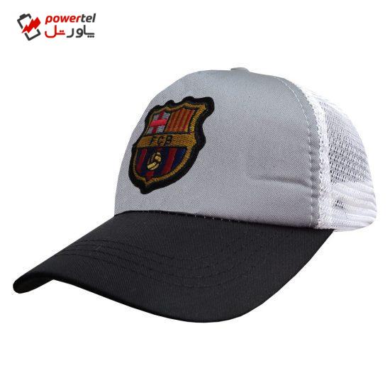 کلاه کپ پسرانه طرح بارسلونا کد PT-30369 رنگ طوسی