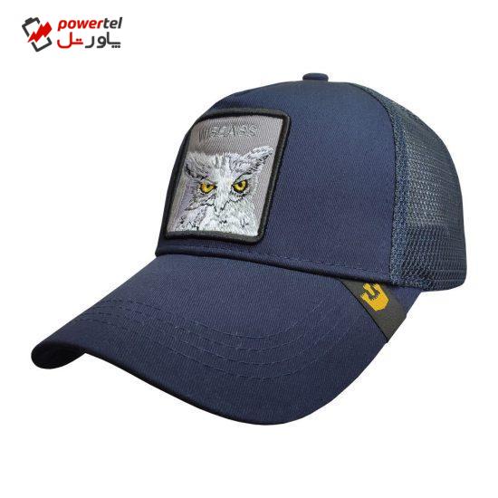 کلاه کپ پسرانه طرح جغد کد PT-30313 رنگ سرمه ای