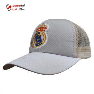 کلاه کپ پسرانه طرح رئال مادرید کد PT-30367 رنگ طوسی روشن